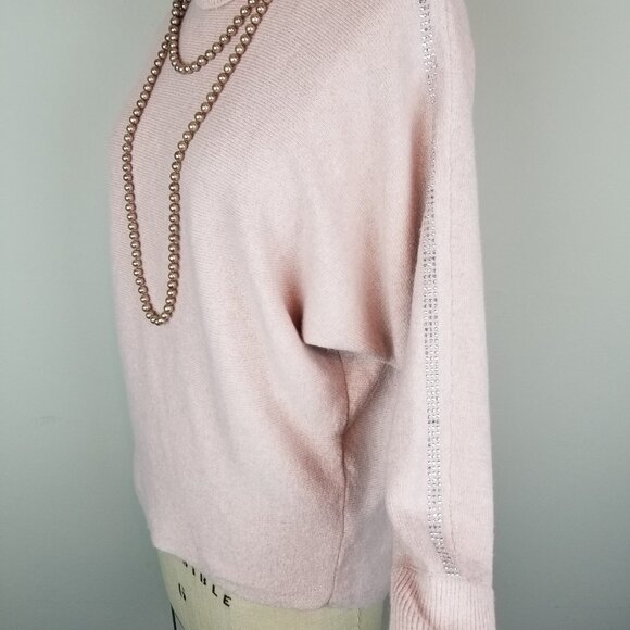 Beautiful Super Soft Blush Pink Turtle Neck L/S Knit Stud Detail Sweater *Medium - Picture 4 of 8